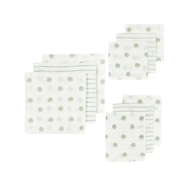 Meyco Hydrofiel Starterset - Dot Stripe - Soft Green - Afbeelding 2