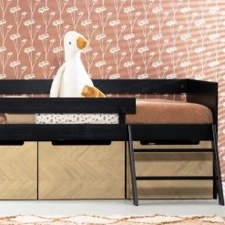 Europe Baby Beau Bedbank - Zwart / Naturel - 90 X 200 Cm -Kinderproducten Beau naturel metalen poot bedbank SFEER 2 0765