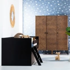 Europe Baby Beau Bedbank Zwart / Walnoot 90 X 200 Cm -Kinderproducten beau walnoot houten poot bedbank sfeer 3 b9c1