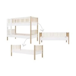 Bopita Mika Combi - Stapelbed Wit / Eiken 90 X 200 -Kinderproducten combi bunkbed 90x200 mika white oak e7e5