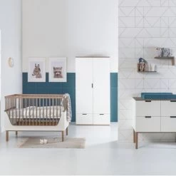 Kidsmill Sepp Babykamer Wit / Beuken | Commode + Kast 2-Deurs