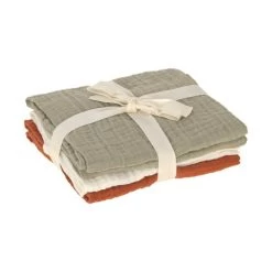 Laessig Swaddle Olive/Milky/Rust 3 Stuks -Kinderproducten laessig swaddle olivemilkyrust 3 stuks 1 46df