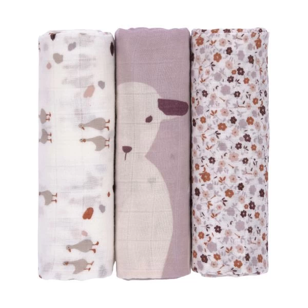 Laessig Tiny Farmer Explorer Flowers Swaddle 3 Stuks 4 Laessig Tiny Farmer Explorer Flowers Swaddle 3 Stuks - Afbeelding 2