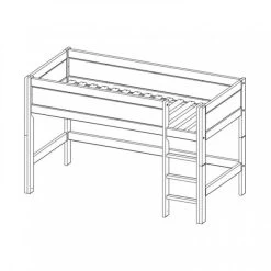 LIFETIME Kidsrooms Halfhoogslaper Rechte Trap Wit Gelakt -Kinderproducten life time halfhoogslaper tekening 4 ccc3