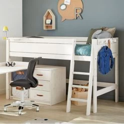 LIFETIME Kidsrooms Halfhoogslaper Luxe Rechte Trap Whitewash -Kinderproducten life time life time halfhoogslaper wit gelaktsfeer 6df9
