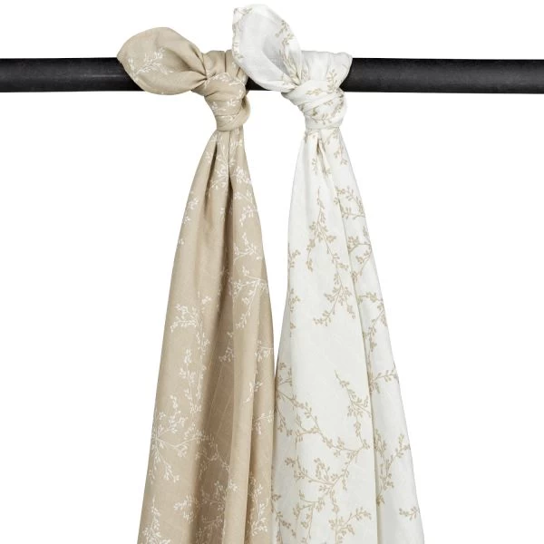 Meyco Branches Swaddle Sand 2 Stuks 3 Meyco Branches Swaddle Sand 2 Stuks