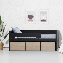 Europe Baby Ralph Kinderkamer Zwart / Accent Hout Look | Bed 90 X 200 Cm + Bureau -Kinderproducten ralph zwart hout tiener sfeer 1 5 4058