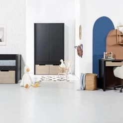Europe Baby Ralph Kinderkamer Zwart / Accent Hout Look | Bed 90 X 200 Cm + Bureau