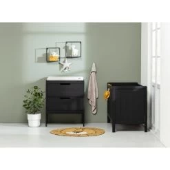 Europe Baby Ralph Babykamer Zwart | Bed 60 X 120 Cm + Commode -Kinderproducten ralph zwart sfeer commode 2 laden 1 9092
