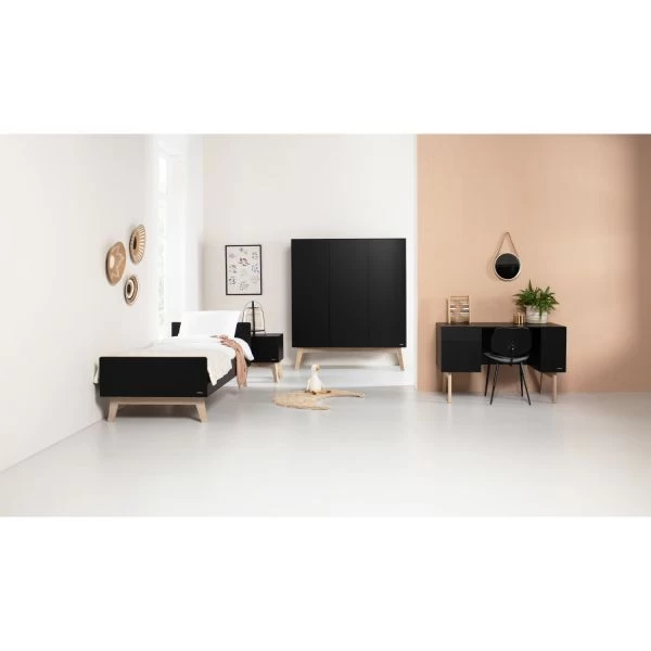 Kidsmill Sixties Bed Zwart Mat / Naturel 90 X 200 Cm 7 Kidsmill Sixties Bed Zwart Mat / Naturel 90 X 200 Cm - Afbeelding 5