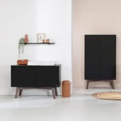 Kidsmill Sixties Babykamer Zwart Mat / Walnoot | Bed 60 X 120 Cm + Commode -Kinderproducten sixties zwart donker noten sfeer zonder bladvergroter 4 e6aa