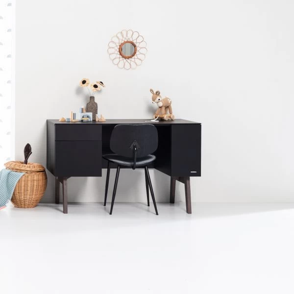 Kidsmill Sixties Bureau Zwart Mat / Walnoot 5 Kidsmill Sixties Bureau Zwart Mat / Walnoot - Afbeelding 3