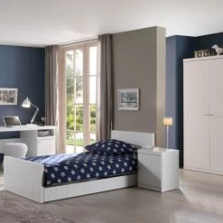 Vipack Robin Kinderkamer Wit | Bed 90 X 200 Cm + Bureau + Kast 2-Deurs